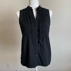 Ann Taylor Loft Black Sleeveless Button down top 6